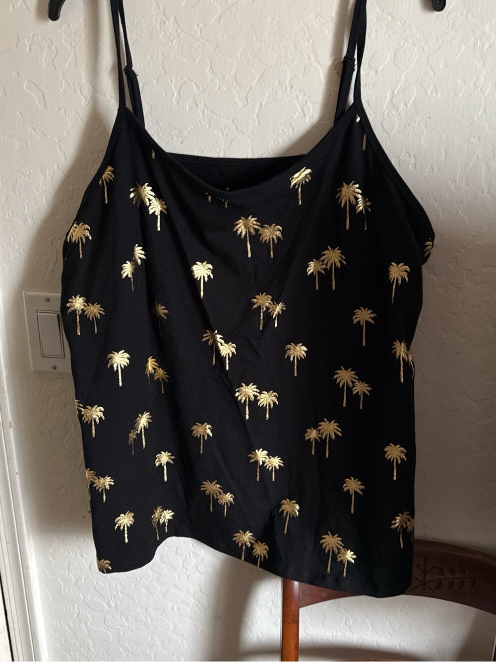 torrid Black Camisole with Metallic Gold Palm Print